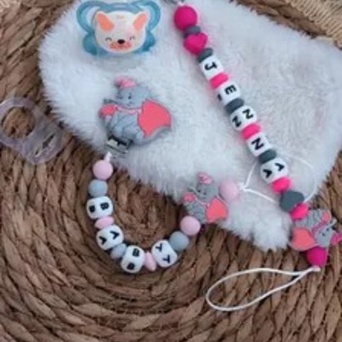 Attache tétine dumbo personnalisée