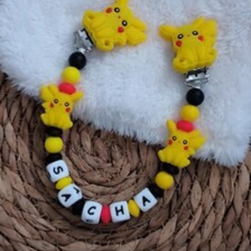 Attache doudou pikachu personnalisé