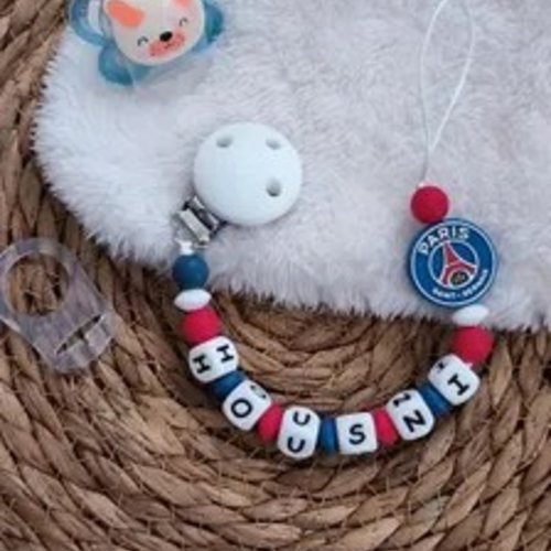 Attache tétine foot psg personnalisée
