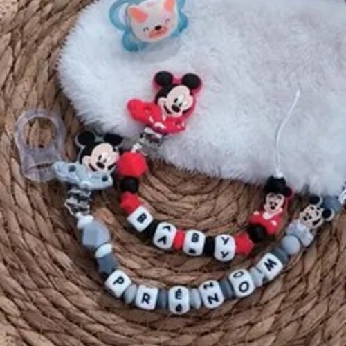 Attache tétine mickey personnalisée