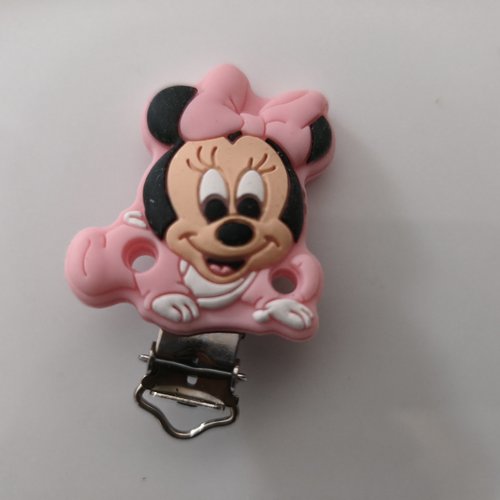 Clip silicone minnie + perle minnie rose pale
