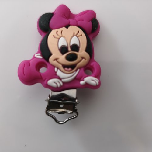 Clip silicone minnie + perle minnie fushia