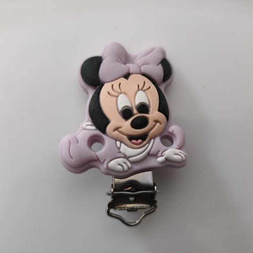 Clip silicone minnie + perle minnie violet