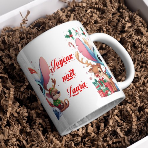 Mug noël stitch personnalisé