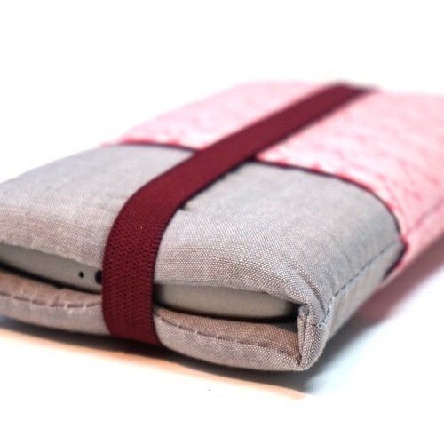 Housse portable tissu japonais rose, etui sur mesure, coque iphone et smartphone ?� poches 