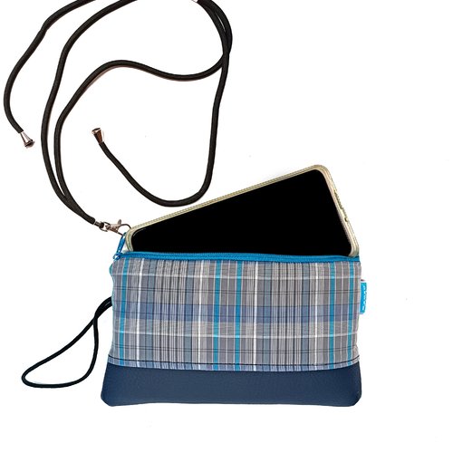 Pochette bandoulière téléphone portable avec poche et dragonne de poignée, étui tour de cou iphone et spartphone