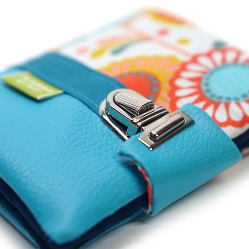 Portefeuille retro femme simili cuir bleu ciel – porte-cartes fermoir cartable - style  vintage