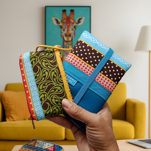 Portefeuille passeport ethnique fait main avec élastique - idée cadeau femme original