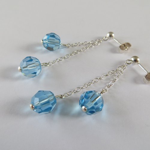 Boucles d'oreilles argent 925 et  perles cristal swarovski .