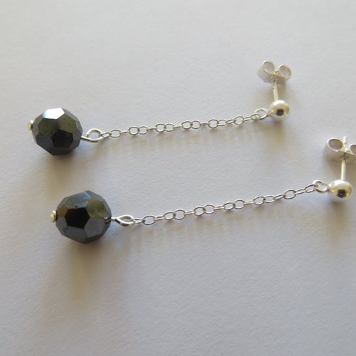 Boucles d'oreilles argent 925 et  perles cristal swarovski .
