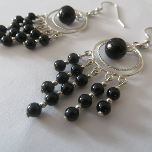 Boucles d'oreilles argent 925 et onix véritable