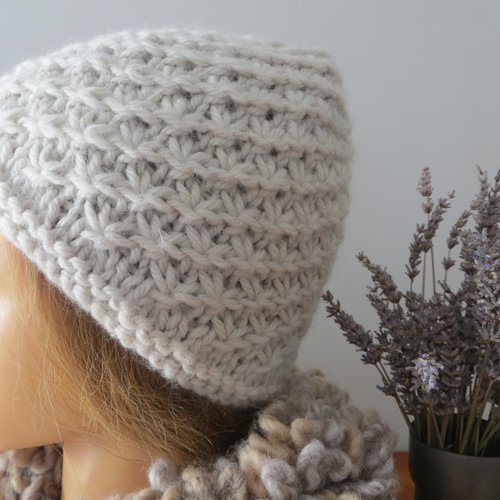 Bonnet maxi merino beige clair