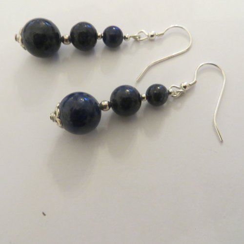 Boucles d'oreilles lapis lazuli et argent 925.