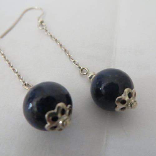 Boucles d'oreilles lapis lazuli et argent 925.