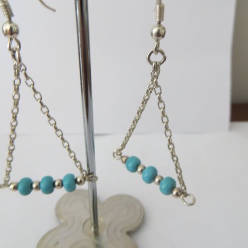 Boucles d'oreilles avec perles en turquoise véritable et argent 925