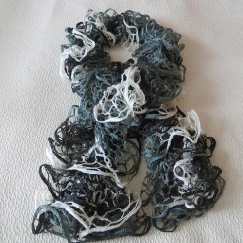 Echarpe froufrou triana lux dégradé de noir ,gris et blanc