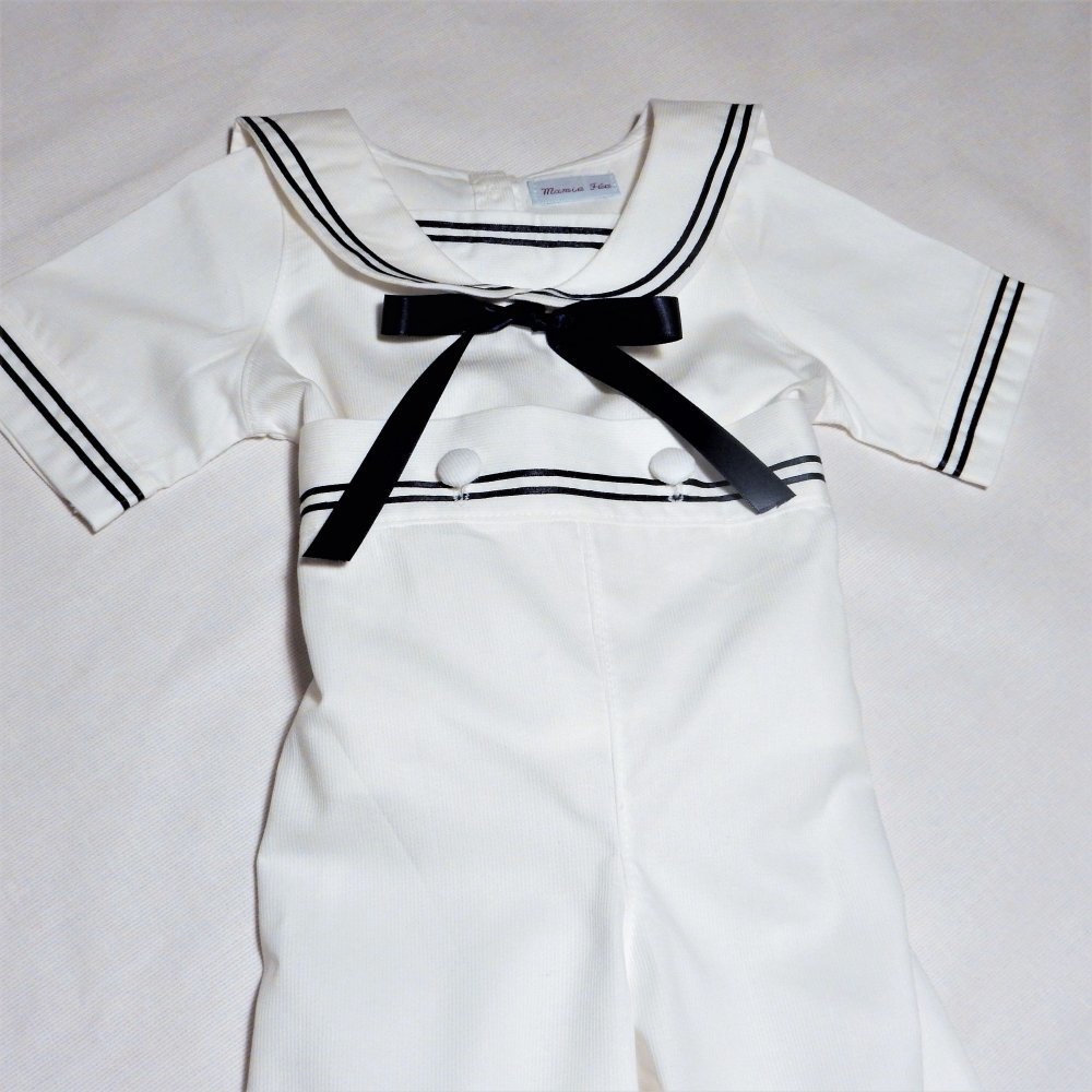 Ensemble De Bapteme Bebe Garcon Chemiseete Et Bermuda Blanc Lisere Marine Un Grand Marche