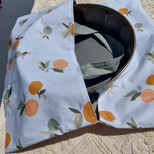 Sac à tarte réversible, en coton enduit, et coton  oeko-tex, cousu en france en france .