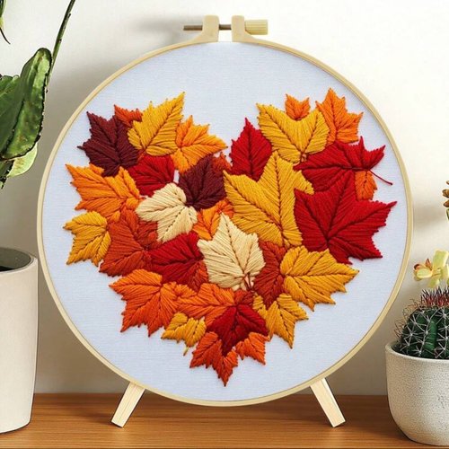 Kit broderie débutant complet - motif fleurs - diy loisirs créatifs adulte avec tambour 20cm