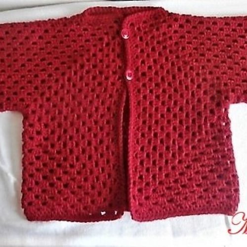 Gilet, veste, enfant 5/6/ans,  pure laine, rouge foncé, bordeaux, mode hiver, fait main au crochet