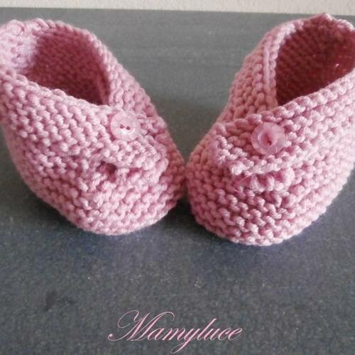 Chaussons bébé forme ballerine laine rose