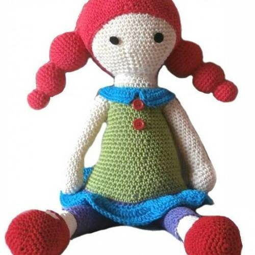 Jouet "rosine" poupée coton crochet fait main
