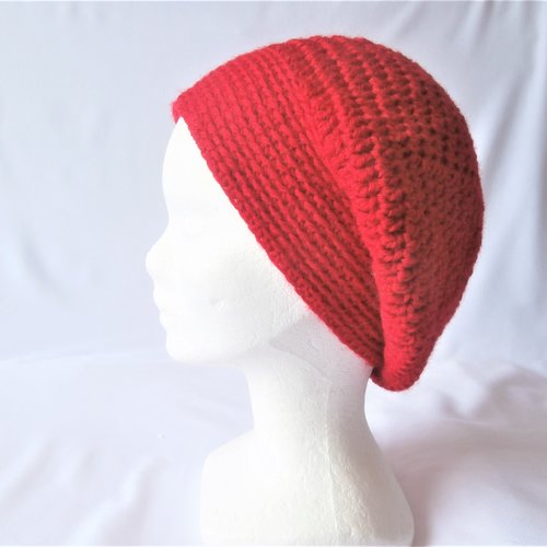 Béret, bonnet, couvre-chef, chapeau, femme laine rouge, fait main