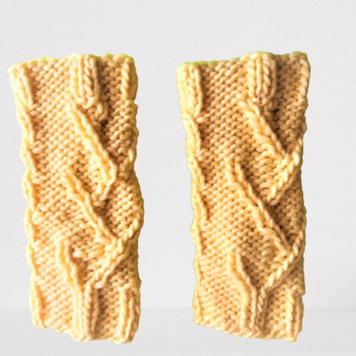 Mitaines femme, pure laine jaune paille, fait-main