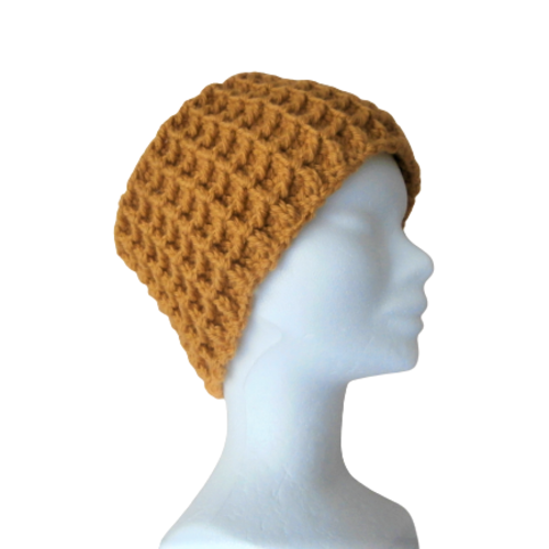 Bandeau, headband, serre-tête, laine moutarde (ocre), taille unique, fait-main