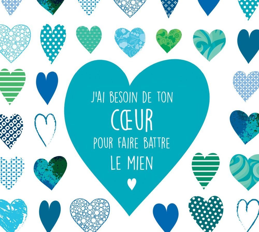 Affiche Illustree Petits Coeurs Camaieu Bleu Vert Citation Amour Un Grand Marche