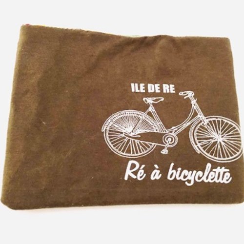 Pochette "ré à bicyclette" marron et crème