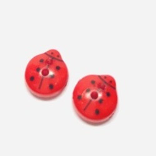 Bouton coccinelle rouge - 12mm x5