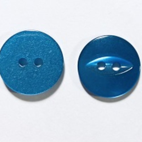 Bouton rond "œil de biche" turquoise - 15mm x2