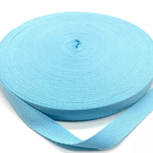 Ruban sergé de coton bleu clair - 15mm