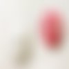 Bouton rond "feuille blanche sur fond rouge"  - 15mm x4