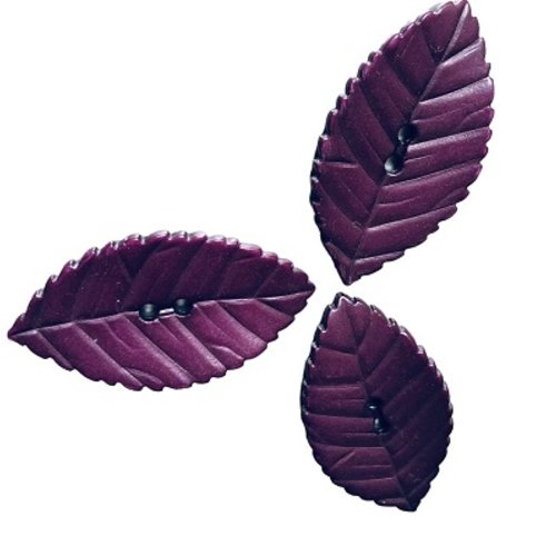 Bouton feuille violet - 45mm