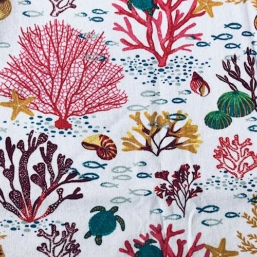 Coupon de tissu "faune et flore sous marine" - 55x70cm