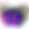 Bague cabochon ovale en verre dichroïque fuchsia ,violet turquoise , lumineuse, fait main,pièce unique