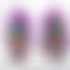 Boucles d'oreilles plumes de paon naturelles, marabout violet