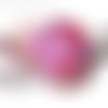 Collier bulan-bola fleuri, fimo  multicolore,breloques métal et ballerine émaillée, grelot rose foncé brillant