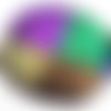 Broche fusing en verre dichroïque brillant  violet,vert,jaune doré,brun vif  , fait main,pièce unique