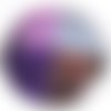 Broche  ronde fusing en verre dichroïque brillant  violet,rose, argent, brun vif  , fait main,pièce unique