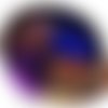 Bague ovale verre dichroïque brillant brun,violet,bleu,orange,cuivré,géométrique, fait main,pièce unique