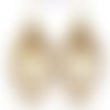 Boucles d'oreilles beiges nacrées,dorées, tissées style amérindien en délicas miyuki
