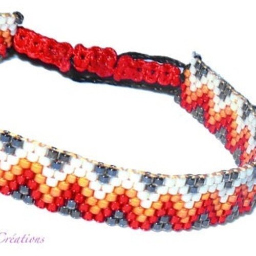 Bracelet unisexe ,look  brésilien  brillant multicolore  en perles  tissées, avec des  delica miyuki nacrés  et  brillants