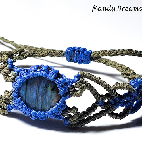 Bracelet en micro macramé  et labradorite naturelle