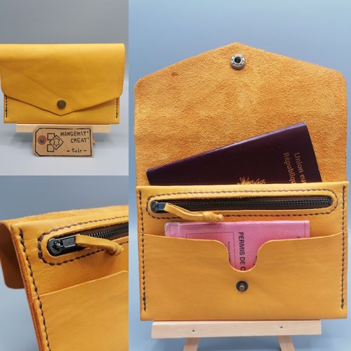 Pochette portefeuille en cuir