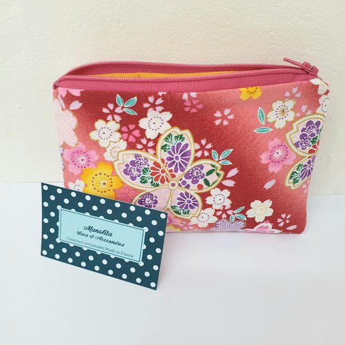 Trousse maquillage japonais fleurs