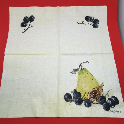 Serviette papier/napkin "mona svärd, trauben", raisin, figue, poire