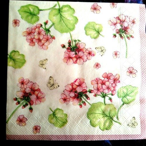 Serviette papier "pélargonium"